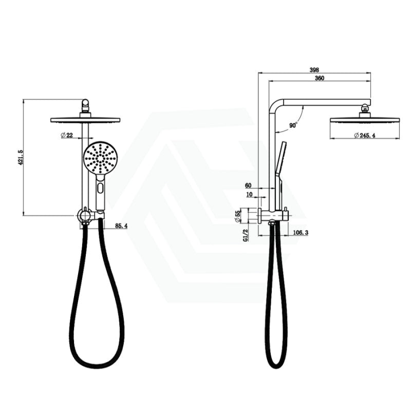 Ikon Regal Mini Combo Twin Shower Set In Round Chrome Surface Showers