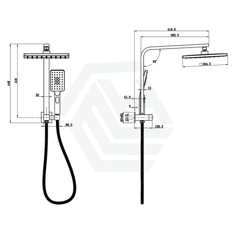 Ikon Sando Mini Combo Twin Shower Set In Square Matt Black Surface Showers