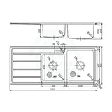 Ikon Seto 1160X500X200Mm 1&3/4 Stainless Steel Kitchen Sink Single Drainer Left/Right Available Bowl