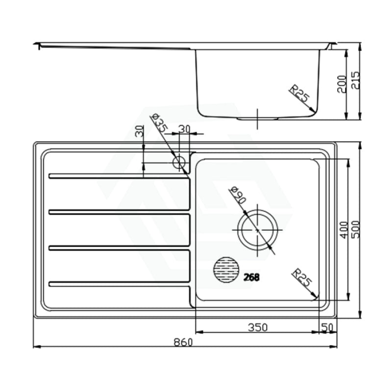 Ikon Seto 860X500X200Mm Stainless Steel Kitchen Sink Left/Right Single Bowl Available Sinks