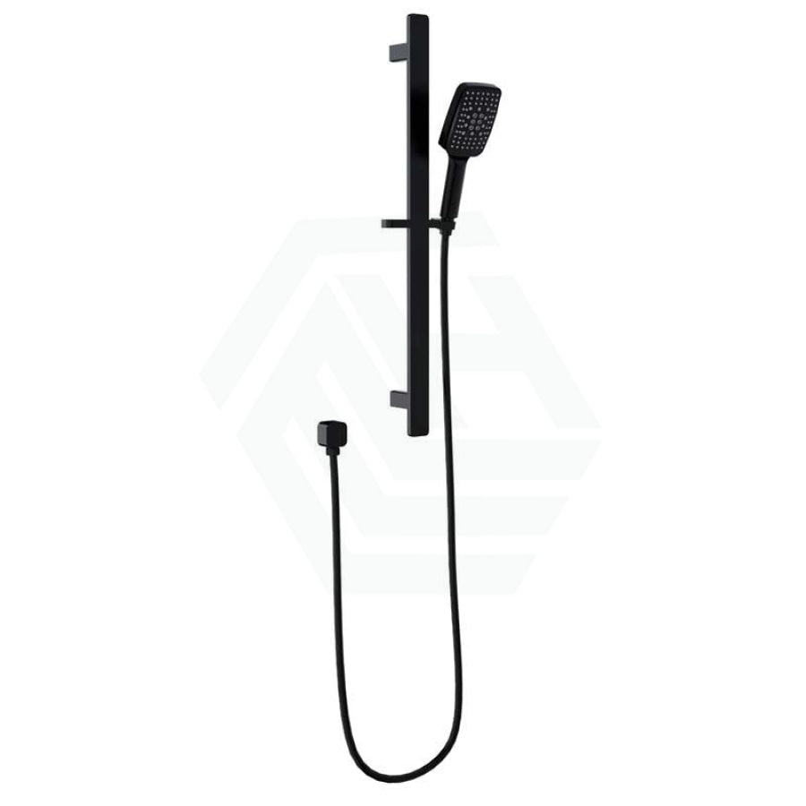 Ikon Seto Matt Black Sliding Handheld Shower On Rail With Water Inlet