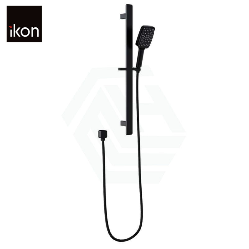 Ikon Seto Matt Black Sliding Handheld Shower On Rail With Water Inlet