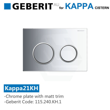 Geberit Kappa21Kh Toilet Button Chrome Plate Matt Trim For Concealed Cisterns 115.240.Kh.1 Toilets