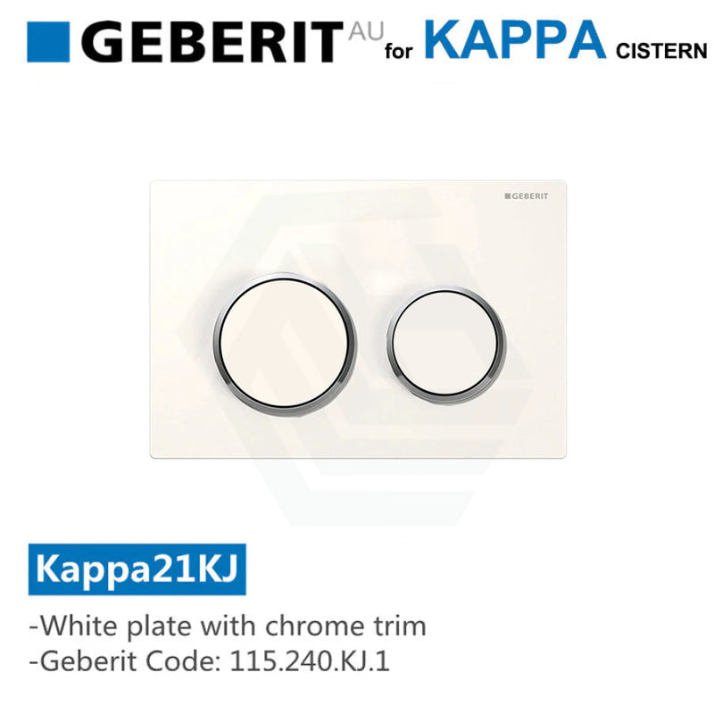 Geberit Kappa21Kj Toilet Button White Plate Chrome Trim For Concealed Cisterns 115.240.Kj.1 Toilets