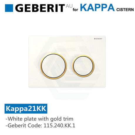 Geberit Kappa21Kk Toilet Button White Plate Gold Trim For Concealed Cisterns 115.240.Kk.1 Toilets