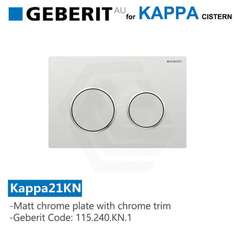 Geberit Kappa21Kn Toilet Button Matt Chrome Plate Trim For Concealed Cisterns 115.240.Kn.1 Toilets