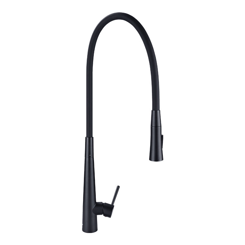 Matt Black Solid Brass Mixer Tap With Flexible Rubber Spout 360 Swivel For Kitchen Products