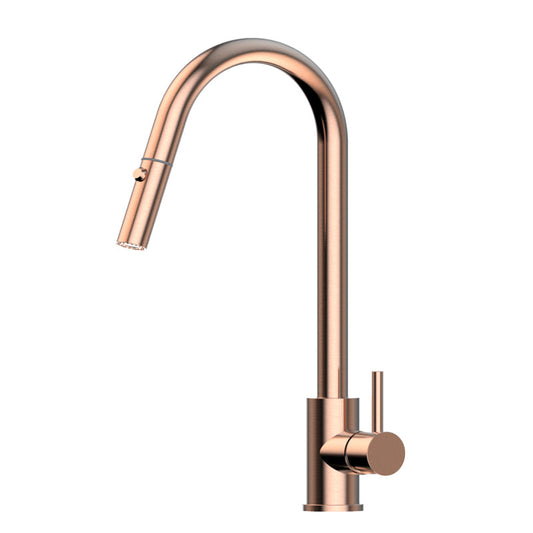 Xacta Xpressfit 304 Stainless Steel Rose Gold Retractable Kitchen Mixer Swivel And Pull Out Sink