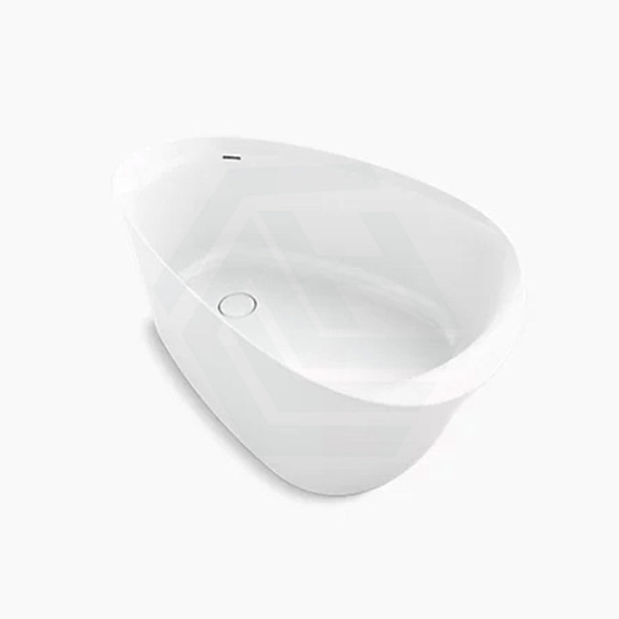 Kohler 1649Mm Veil Lithocast Freestanding Bathtub Gloss White With Overflow Bathtubs