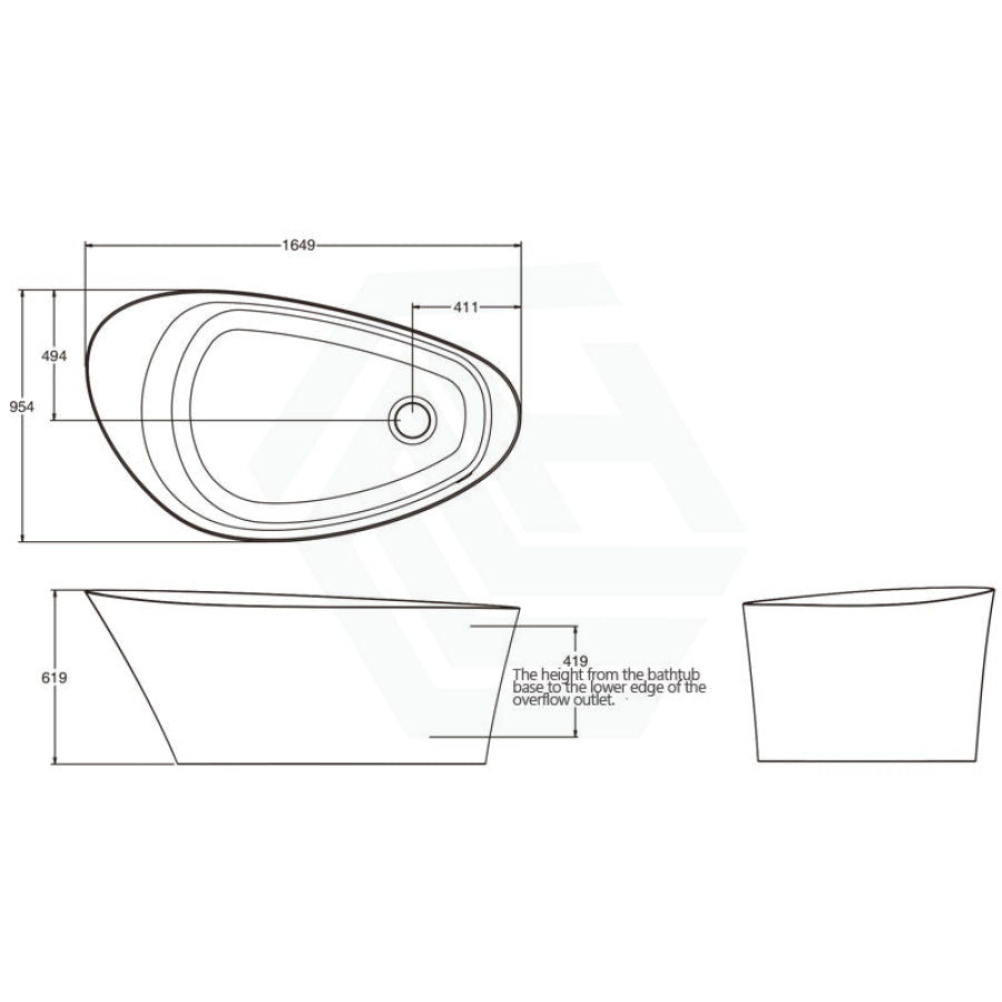 Kohler 1649Mm Veil Lithocast Freestanding Bathtub Gloss White With Overflow Bathtubs