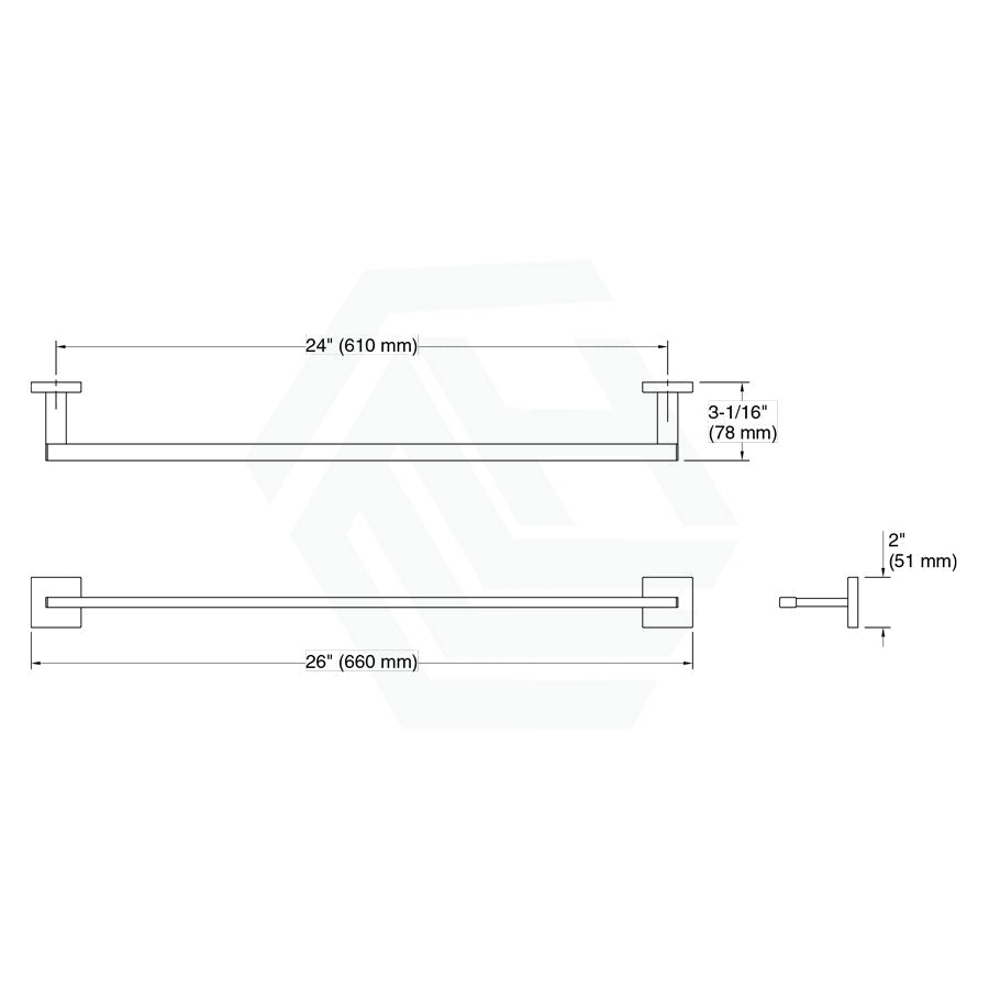 Kohler 610Mm Single Square Brushed Nickel Towel Rail Wall Mounted Rails