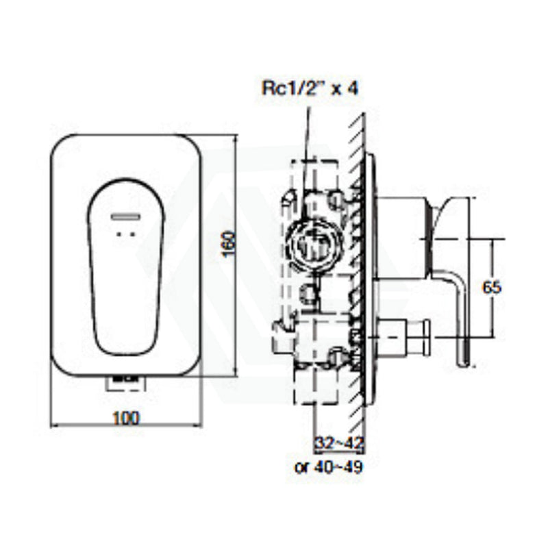 Kohler Aleo Brushed Nickel Rectangular Plate Shower/Bath Mixer With Diverter Thin Trim Kit Only