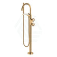 Kohler Components Brushed Brass Floor Mounted Bath Filler Trim With Industrial Handles And Hand