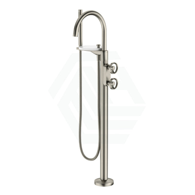 Kohler Components Brushed Nickel Floor Mounted Bath Filler Trim With Industrial Handles And Hand