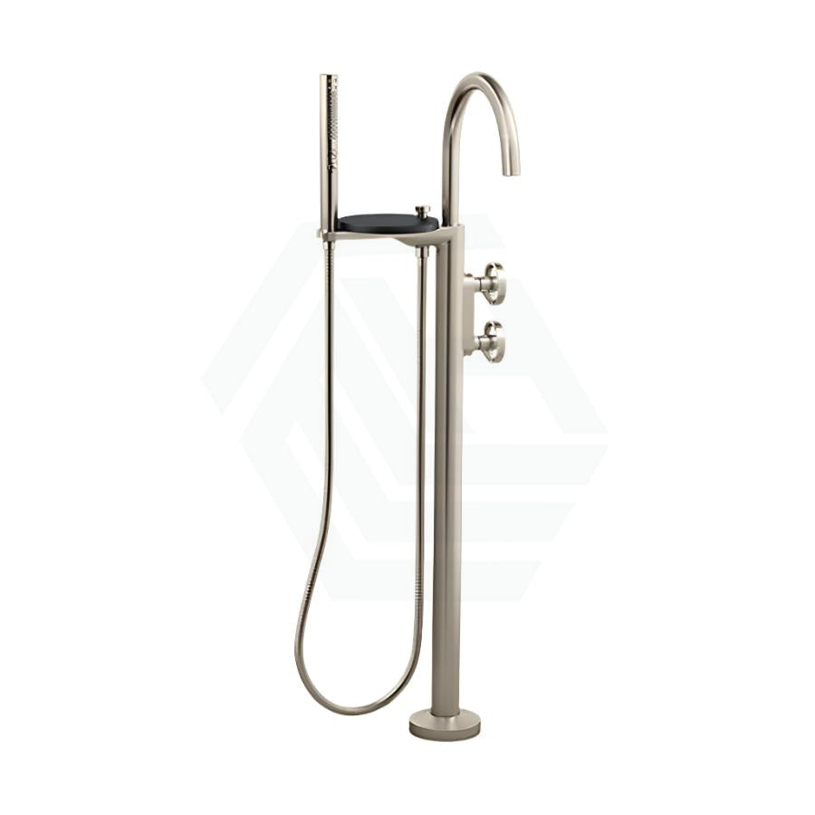 Kohler Components Brushed Nickel Floor Mounted Bath Filler Trim With Industrial Handles And Hand