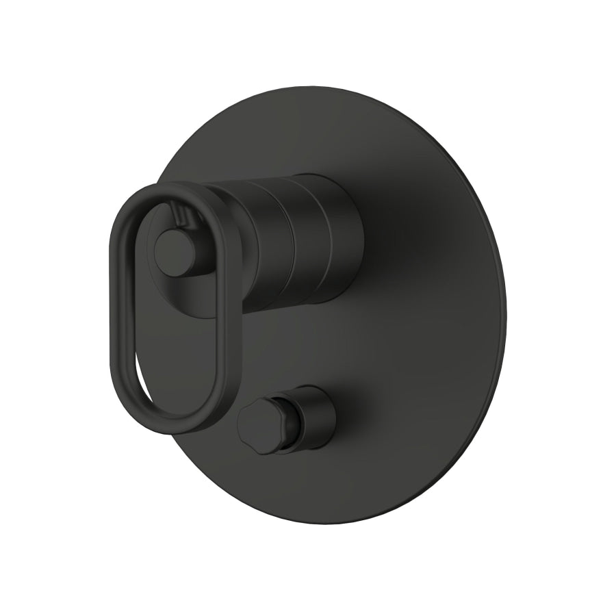 Kohler Components Matt Black Round Plate Shower/Bath Mixer With Diverter Thin Trim Kit Only -