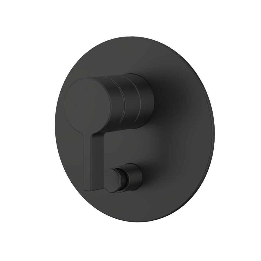 Kohler Components Matt Black Round Plate Shower/Bath Mixer With Diverter Thin Trim Kit Only - Lever