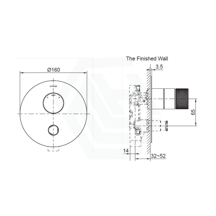 Kohler Components Polished Chrome Round Plate Shower/Bath Mixer With Diverter Thin Trim Kit Only -