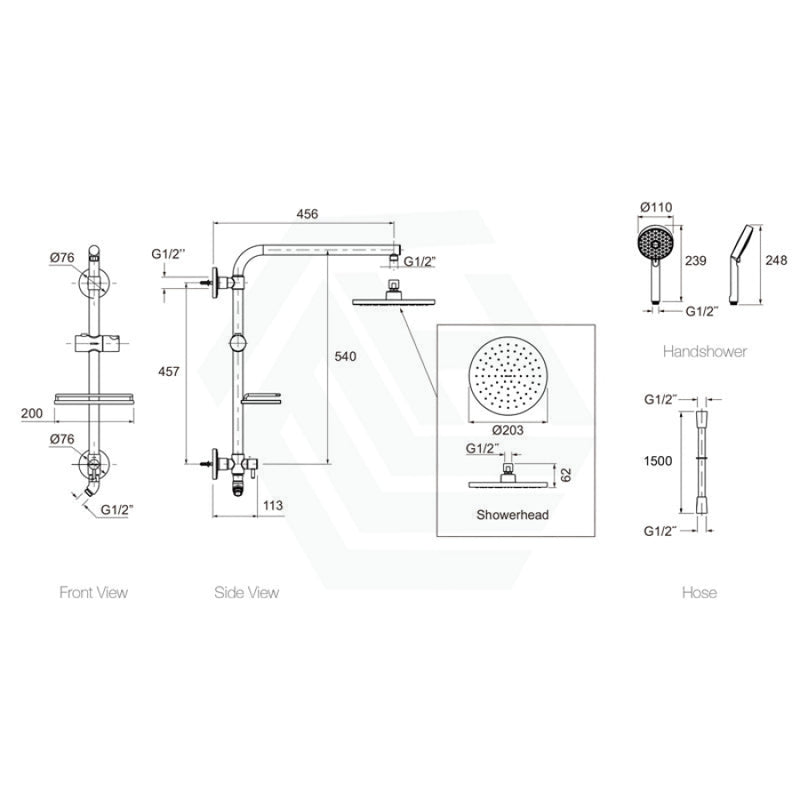 Kohler Hydrorail Rain Shower Square Column Standard Top Inlet Chrome Twin Showers