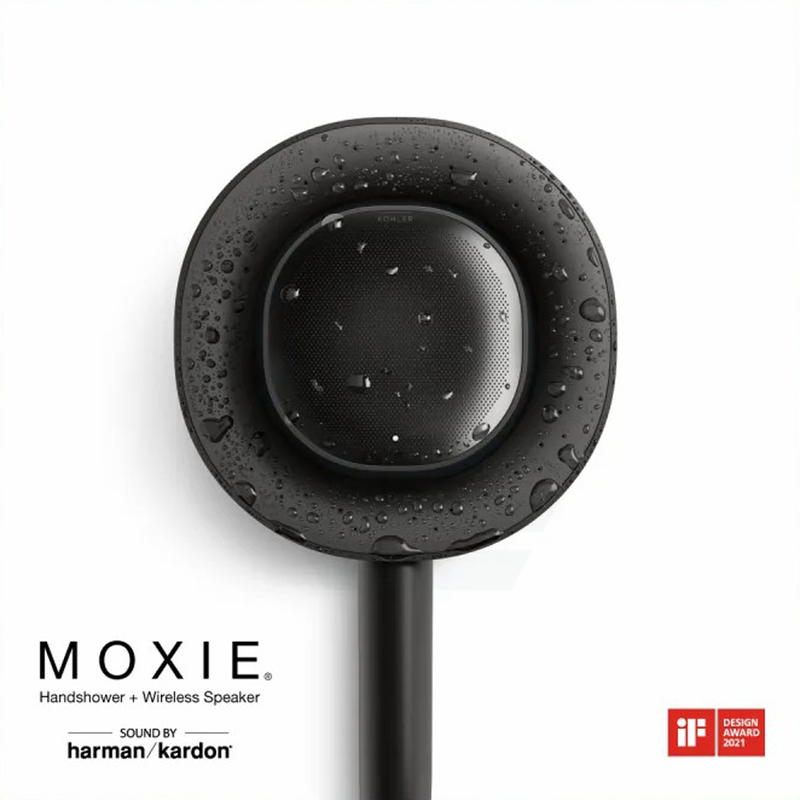 Kohler Moxie Matt Black Handheld Shower Head Only With Bluetooth Wireless Speaker Round Showers