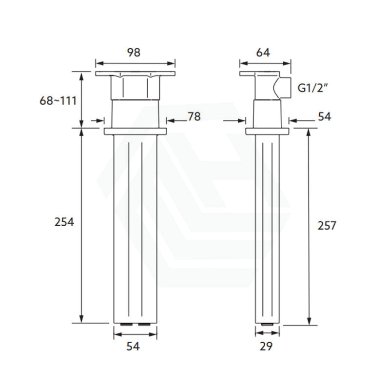 Kohler Statement™ 127/254Mm Dual Function Matt Black Ceiling Mount Rainhead Arm Shower Arms