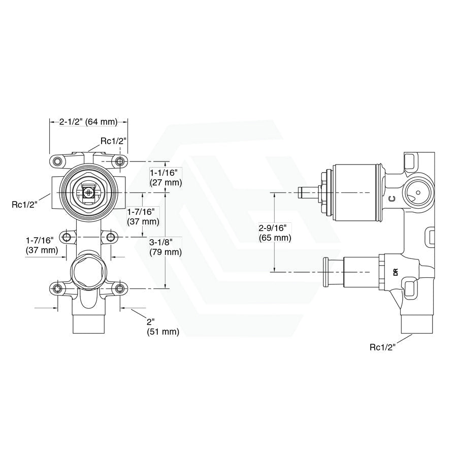 Kohler Taut Brushed Nickel Recessed 40Mm Wall Diverter Mixer Body Only