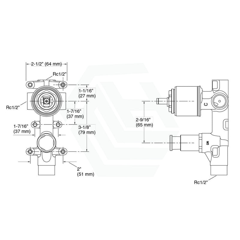 Kohler Taut Matt Black Recessed 40Mm Wall Diverter Mixer Body Only