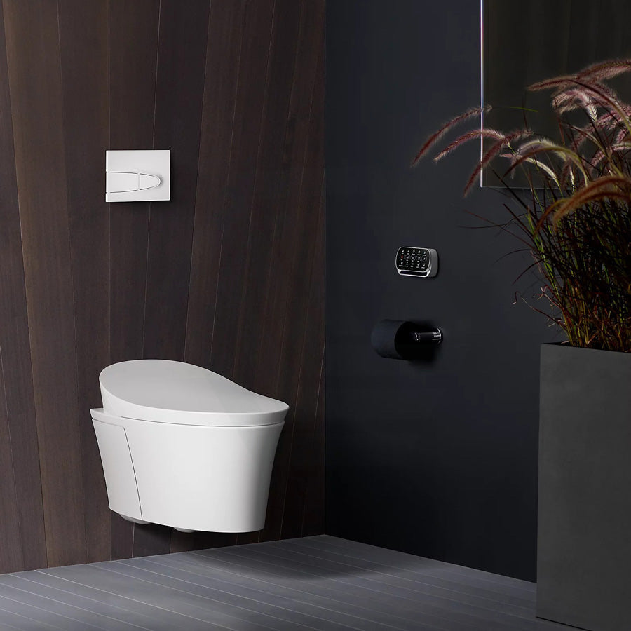 Kohler Veil Gloss White Wall Hung Smart Toilet Rimless With Inwall Cistern Flush Button Suites