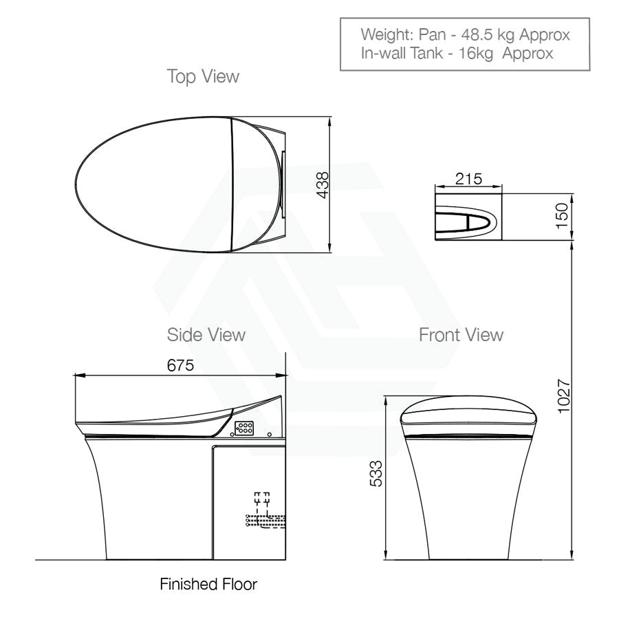 Kohler Veil Gloss White Wall Floor Smart Toilet Rimless With Inwall Cistern Flush Button Suites