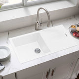 1000X500X200Mm White Granite Stone Kitchen Laundry Sink With Drainboard Top/under Mount