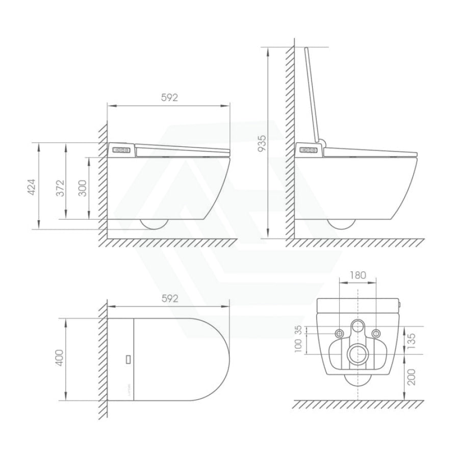 Lafeme Sesto Smart Toilet Wall - Hung Rimless With Inwall Cistern Flush Button Suites