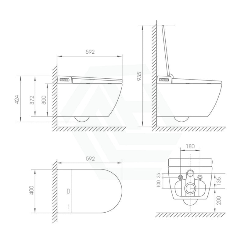 Lafeme Sesto Smart Toilet Wall - Hung Rimless With Inwall Cistern Flush Button Suites