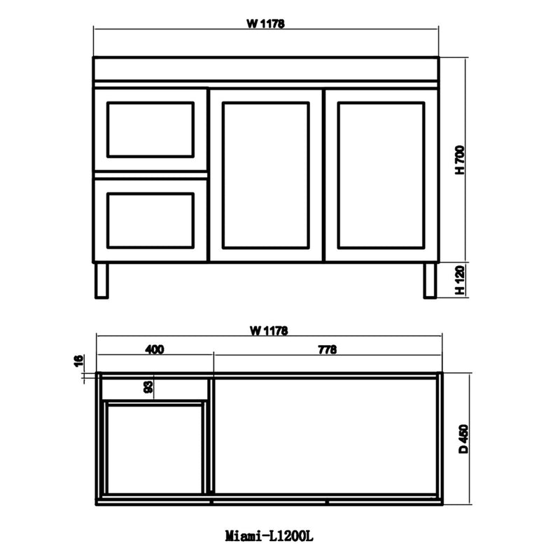 600-1500Mm Boston Plywood Freestanding With Legs Bathroom Vanity Concrete Grey Shaker Style Left /