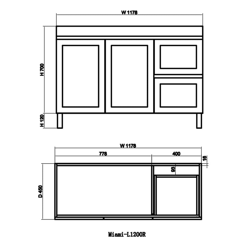 600-1500Mm Boston Plywood Freestanding With Legs Bathroom Vanity Concrete Grey Shaker Style Left /