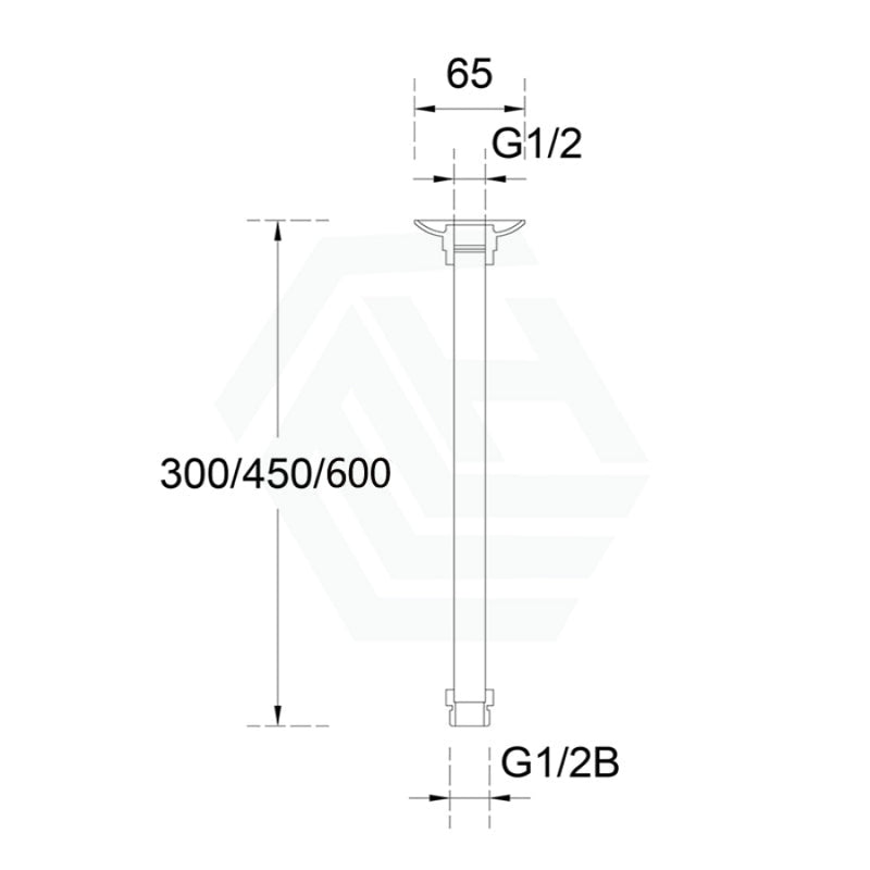 Linkware 300/450/600Mm Round Chrome Ceiling Shower Arm With Flange Brass 300Mm Arms