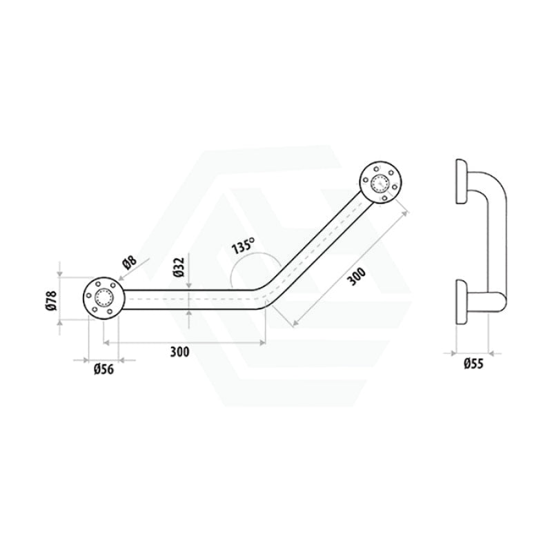 Linkware 300x300mm Assist Grab Rail 135 Degree Handrail Angle Ambulant Accessories Special Needs