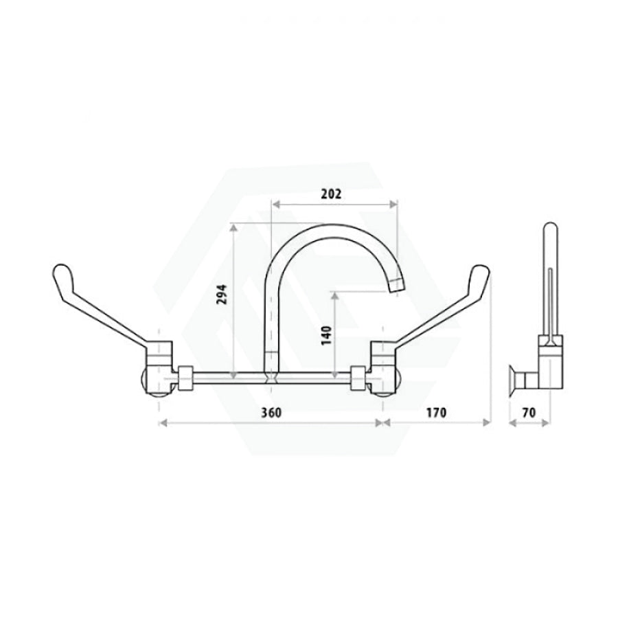 Linkware Chrome Solid Brass Lever Wall Mixing Set for Care and Disabled