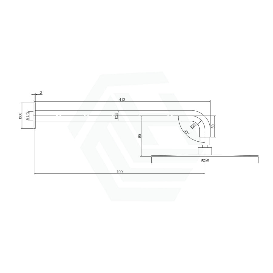 Linkware Elle 316 Brushed Stainless 250Mm Overhead Shower With 400Mm Arm Heads