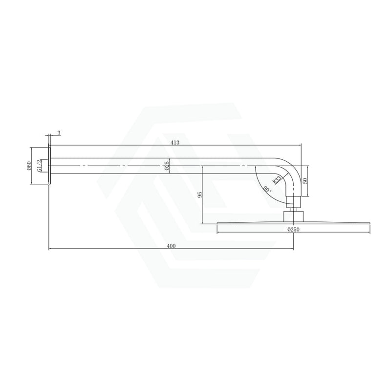 Linkware Elle 316 Brushed Stainless 250Mm Overhead Shower With 400Mm Arm Heads