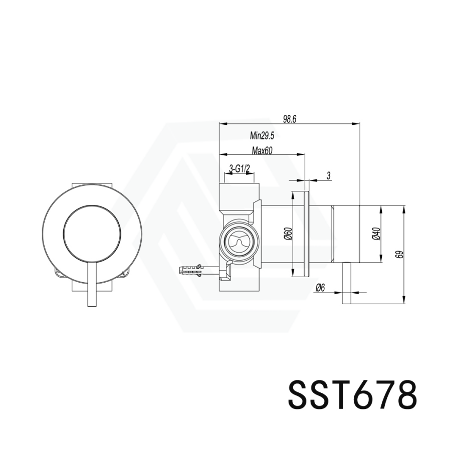 Linkware Elle 316 Brushed Stainless Steel Shower Wall Mixer Mixers