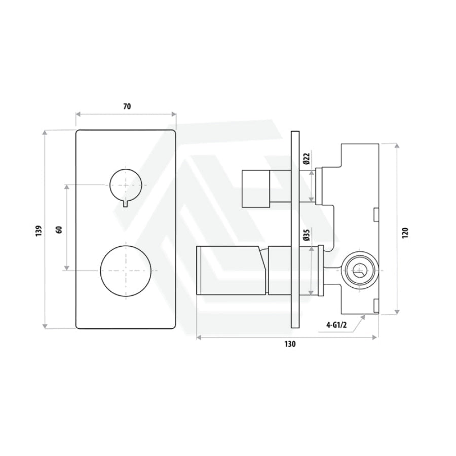 Linkware Gabe Diverter Mixer Brushed Nickel Wall Mixers With