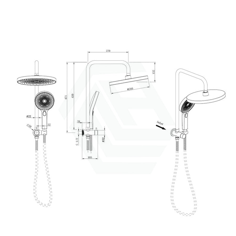 Linkware Gabe Twin Shower Matt Black Showers