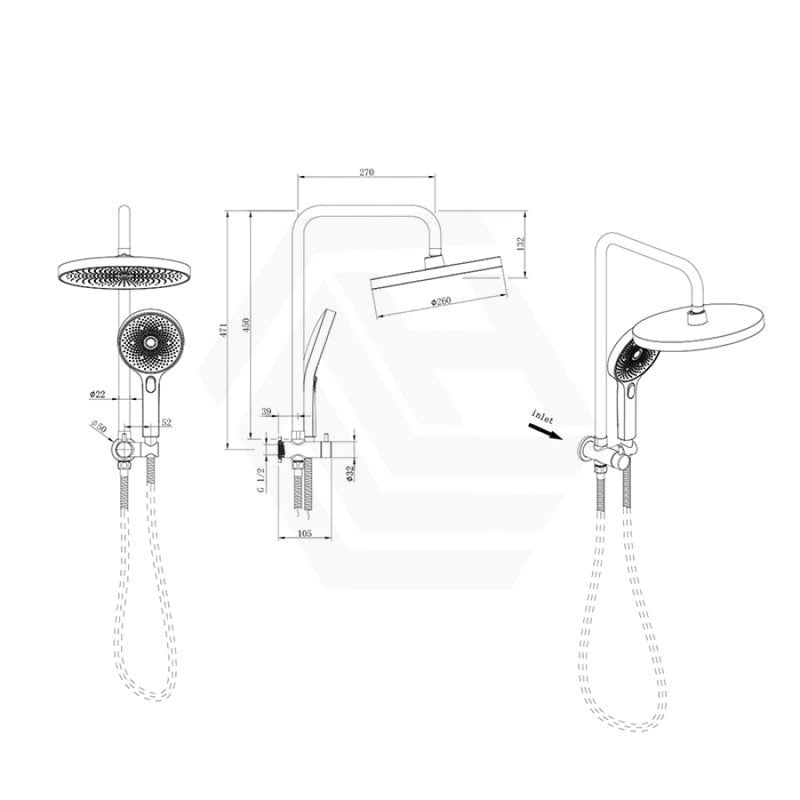 Linkware Gabe Twin Shower Matt Black Showers