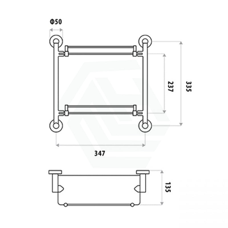 Linkware LOUI Chrome Glass Double Shelf Solid Body