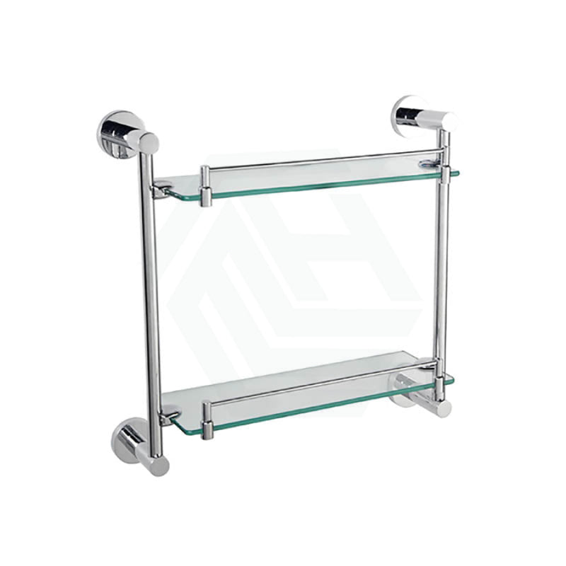 Linkware LOUI Chrome Glass Double Shelf Solid Body