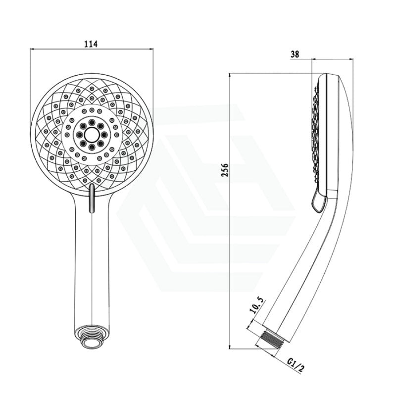 Linkware Round Self Cleaning Hand Shower 5 Functions Chrome-White Handheld Showers