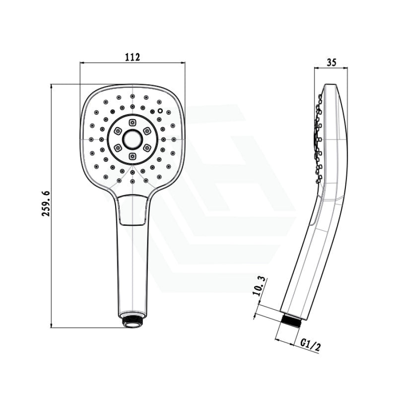 Linkware Square Self Cleaning Hand Shower 3 Functions Chrome-White Handheld Showers