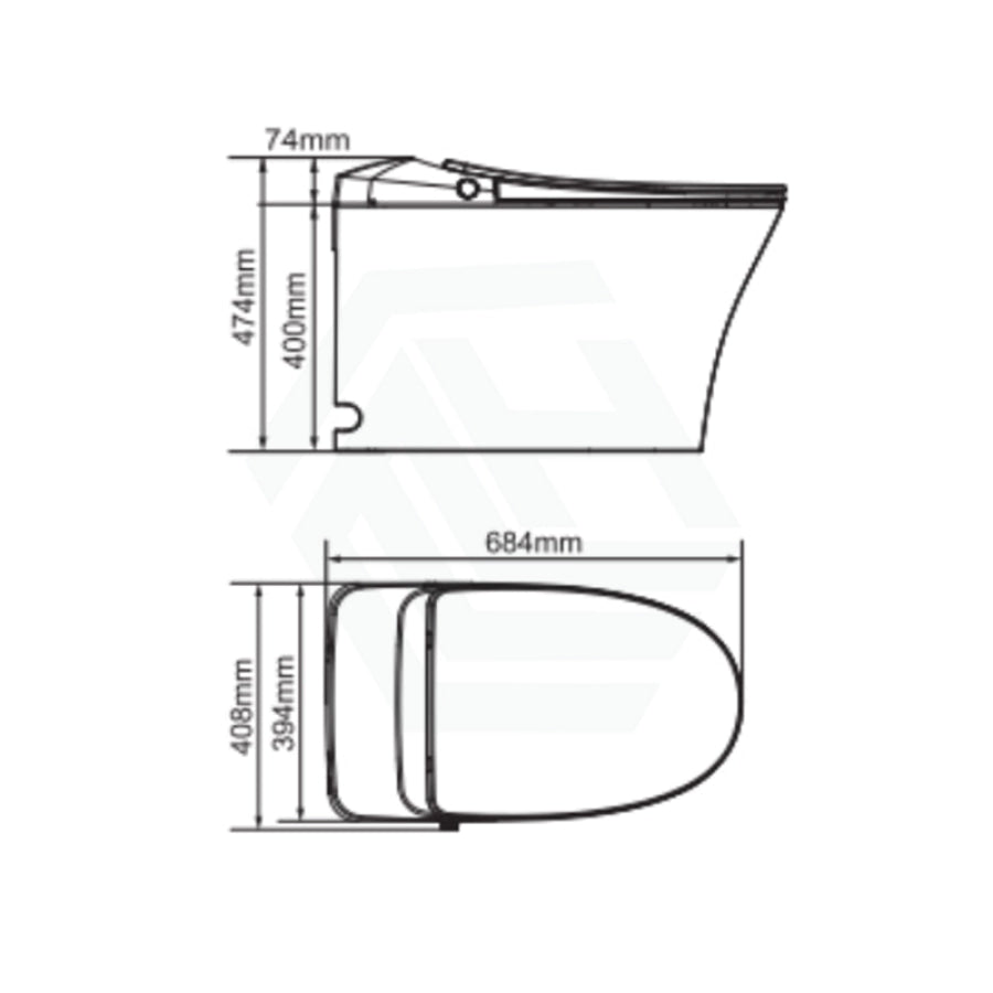 Lukka 684x408x474mm Gloss White Ceramic Back to Wall Smart Toilet