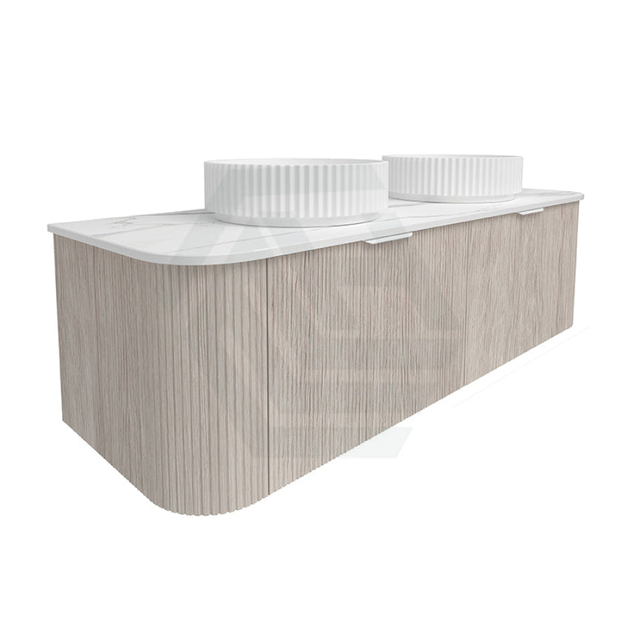 Lukka Agena 600-1800mm Costal Oak Fluted Wood Grain Wall Hung Vanity with Soft Closing Drawers