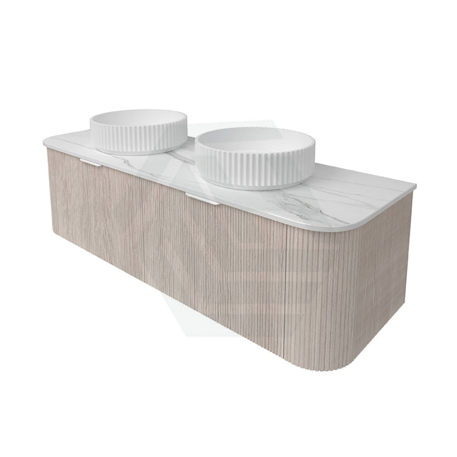 Lukka Agena 600-1800mm Costal Oak Fluted Wood Grain Wall Hung Vanity with Soft Closing Drawers